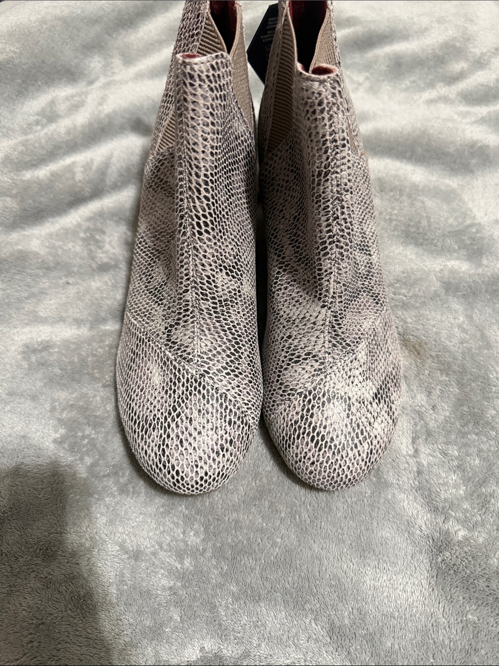 Toms Women's Snake-Print Ankle Booties in Light Gray